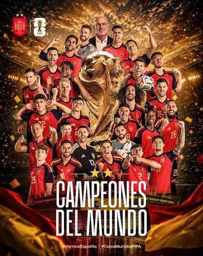 Selección de España campeona del mundo con el trofeo