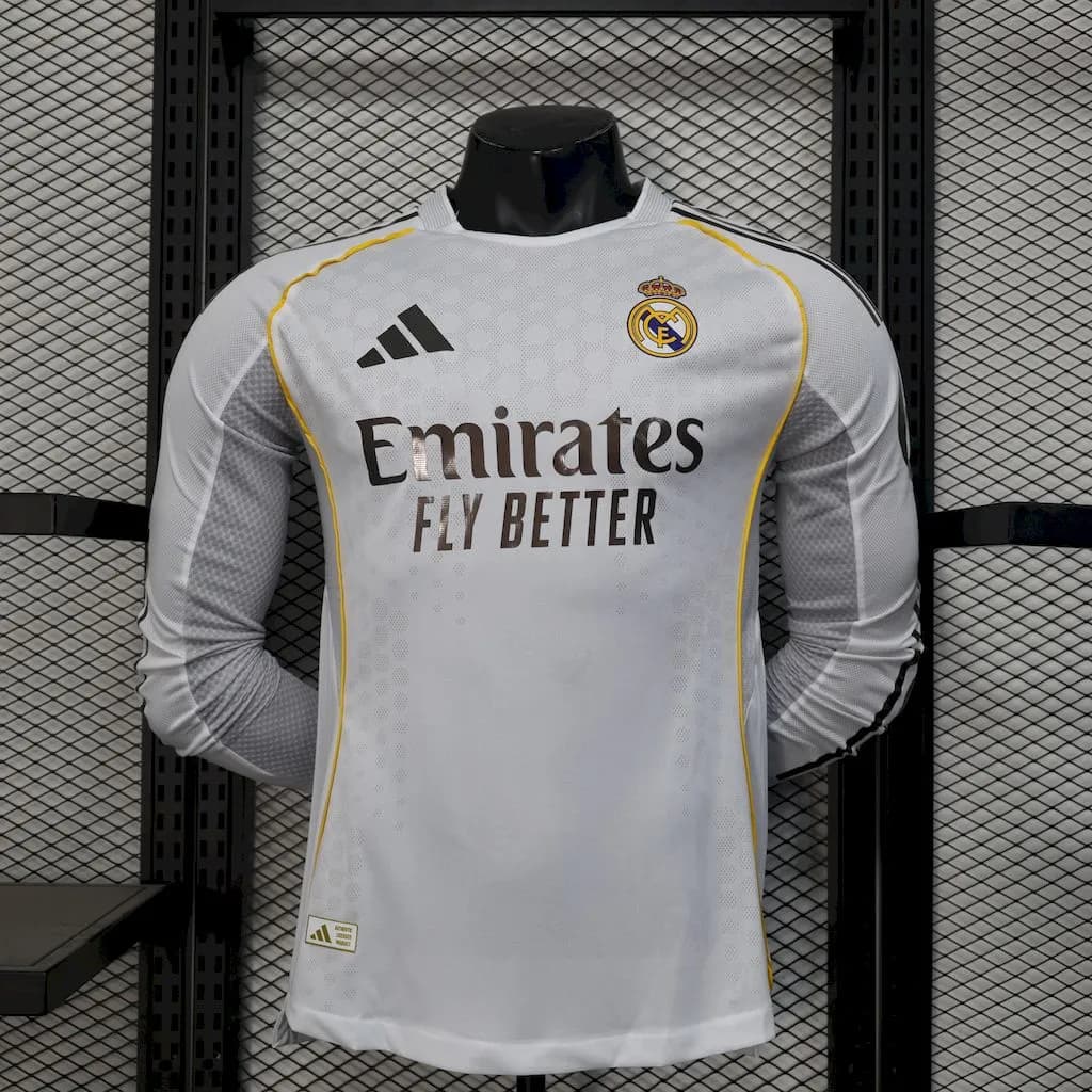 Real Madrid 2025/26 1a Eq. (Ed. Jugador) Manga Larga — vista frontal