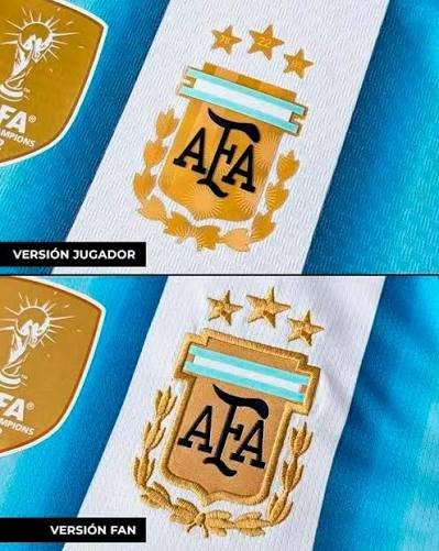 Comparativa versión Jugador vs Fan en el escudo de Argentina